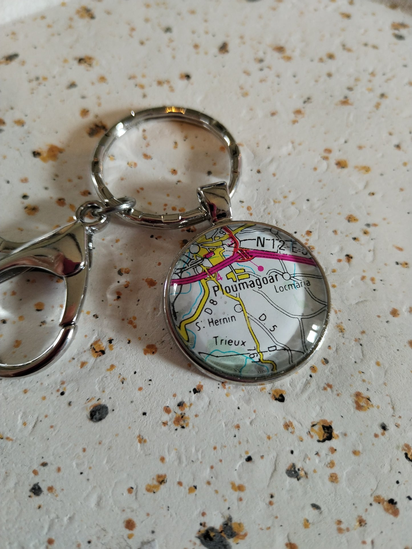 Porte clé recyclage carte routière - Ploumagoar (22) - Côtes d'Armor