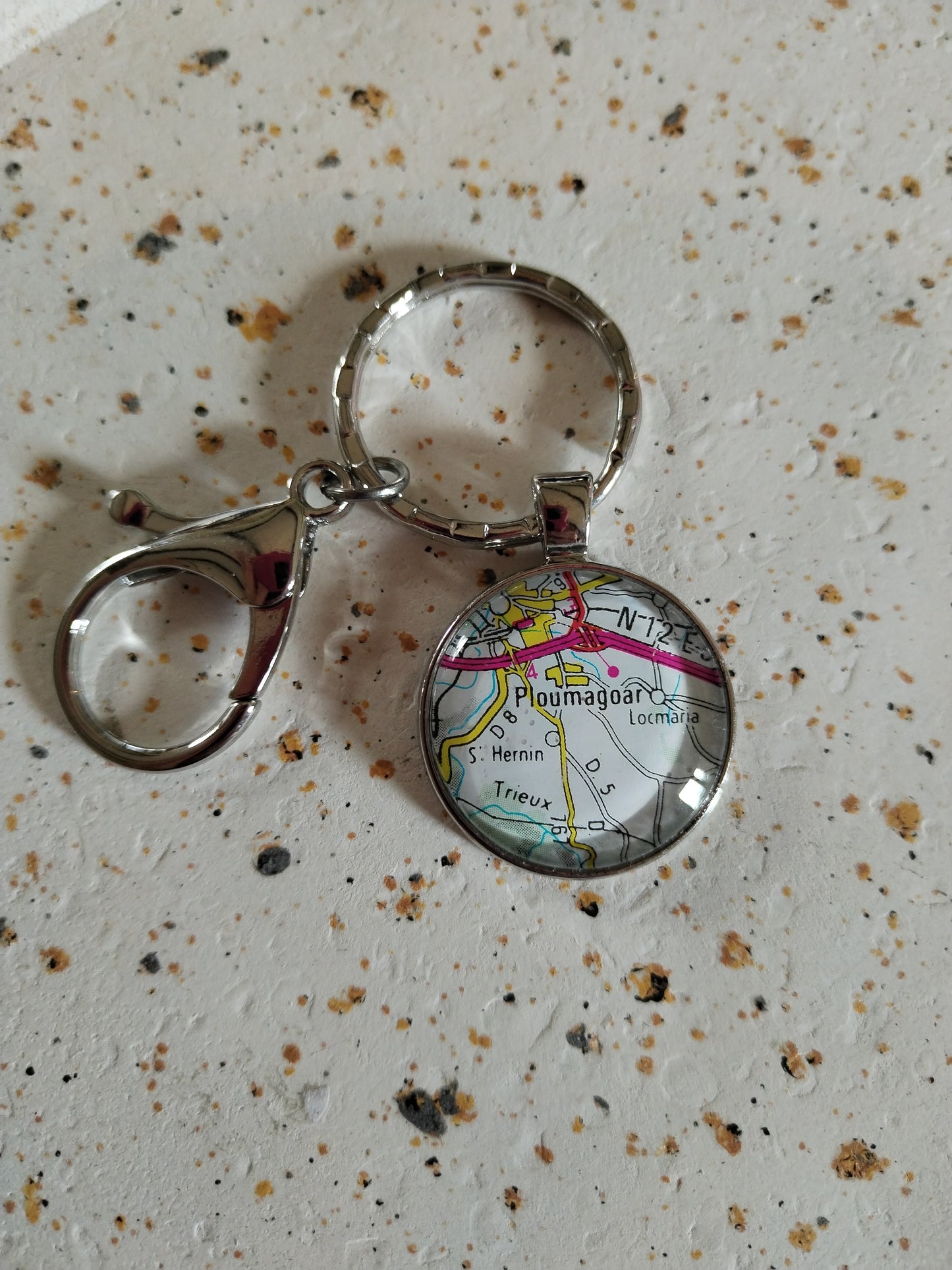 Porte clé recyclage carte routière - Ploumagoar (22) - Côtes d'Armor