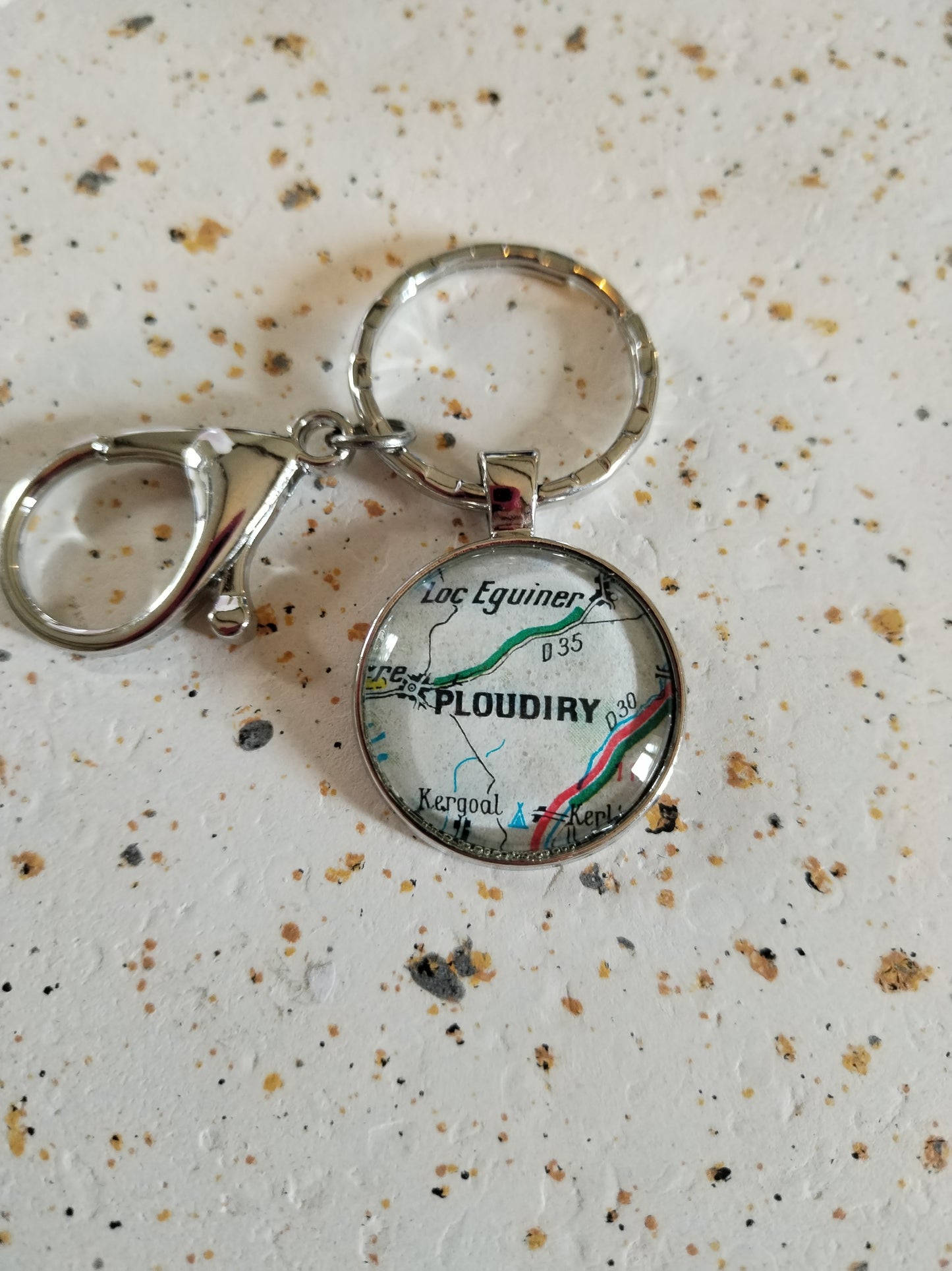 Porte clé recyclage carte routière - Ploudiry (29) - Finistère