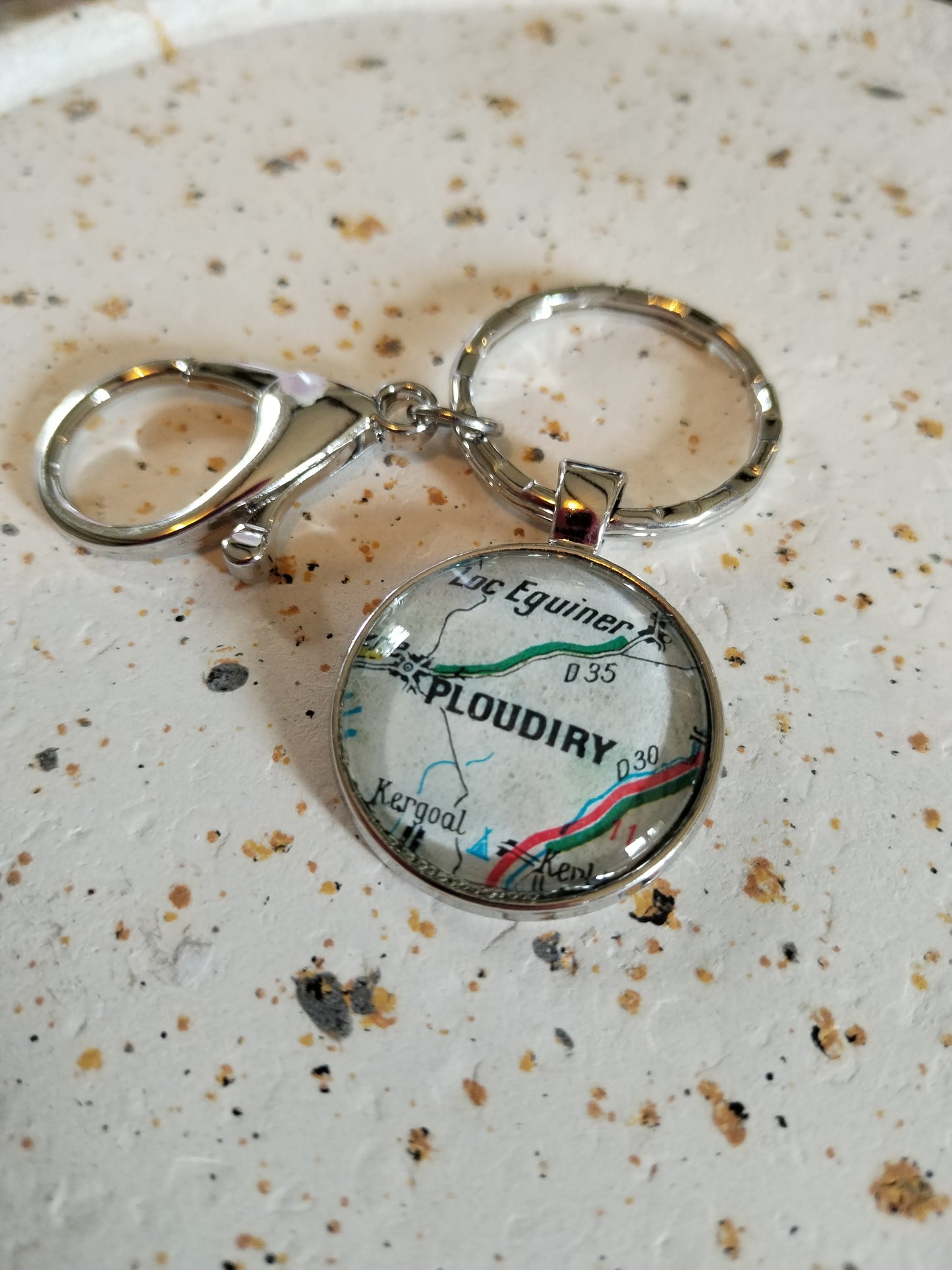 Porte clé recyclage carte routière - Ploudiry (29) - Finistère