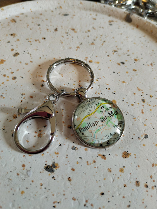 Porte clé recyclage carte routière - Poullan-sur-mer (29) - Finistère