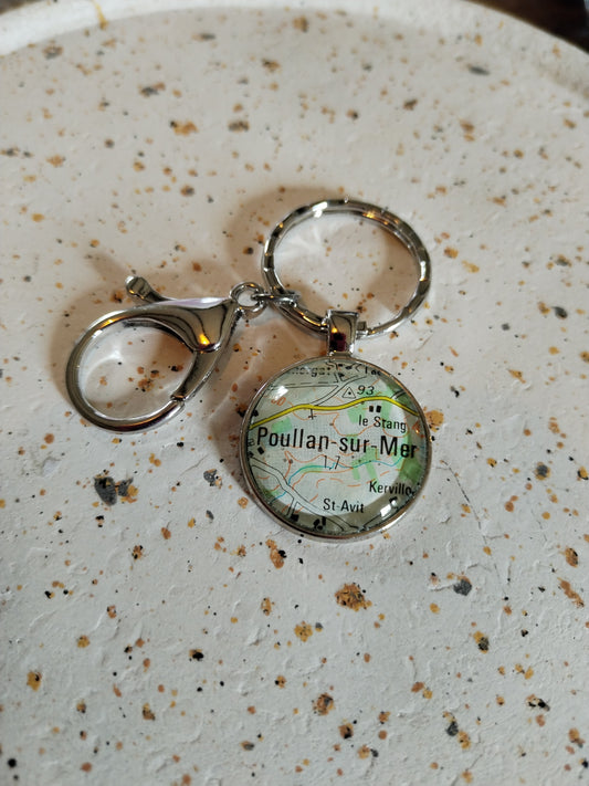 Porte clé recyclage carte routière - Poullan-sur-mer (29) - Finistère