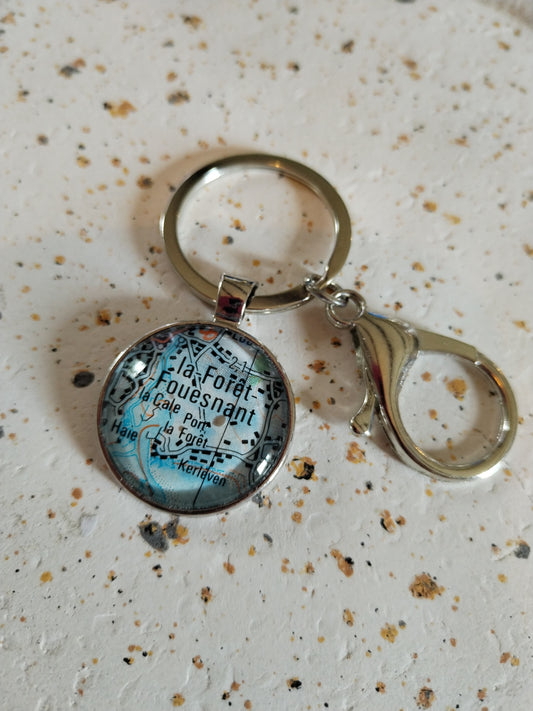 Porte clé recyclage carte routière - La Forest Fouesant (29) - Finistère