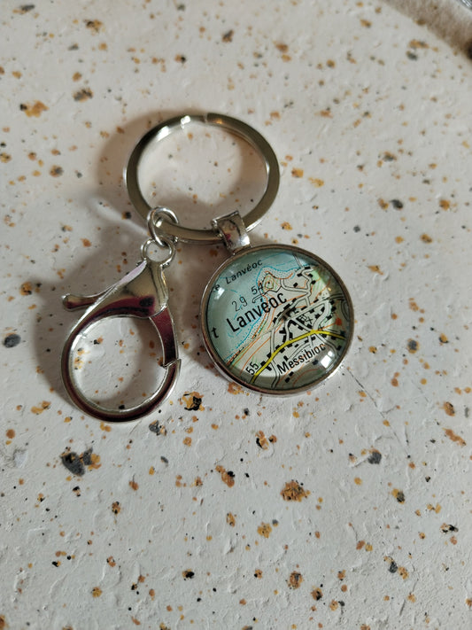 Porte clé recyclage carte routière - Lanvéoc(29) - Finistère