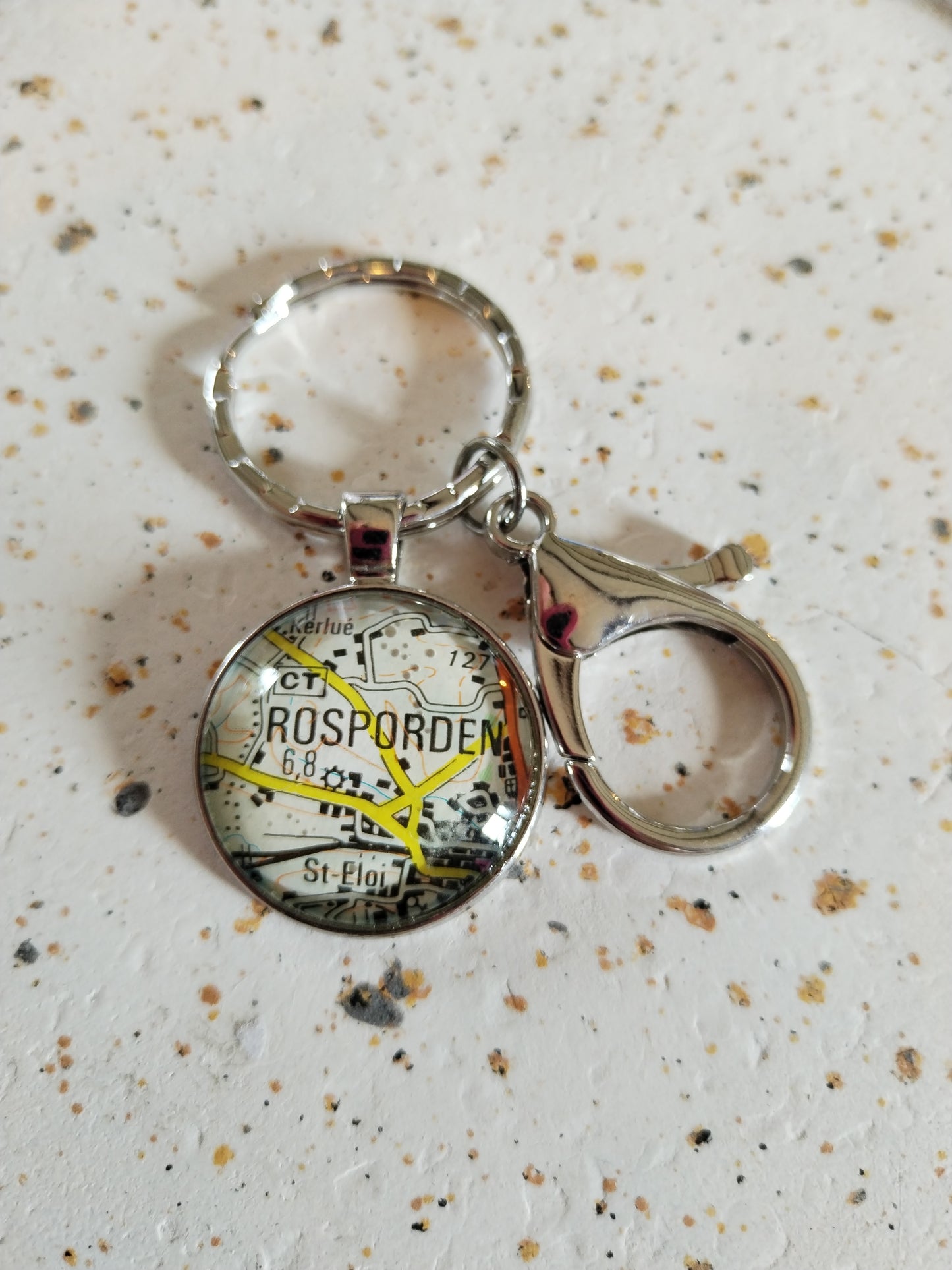 Porte clé recyclage carte routière - Rosporden (29) - Finistère