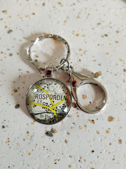 Porte clé recyclage carte routière - Rosporden (29) - Finistère