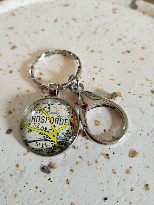 Porte clé recyclage carte routière - Rosporden (29) - Finistère