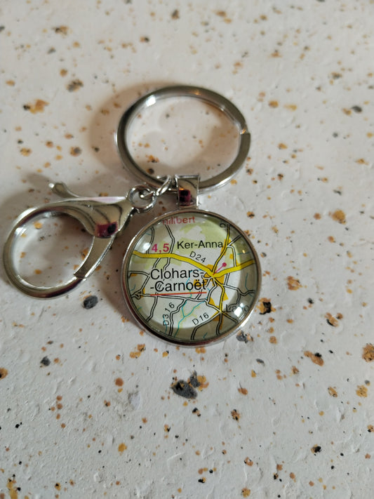 Porte clé recyclage carte routière - Clohars-Carnoet (29) - Finistère