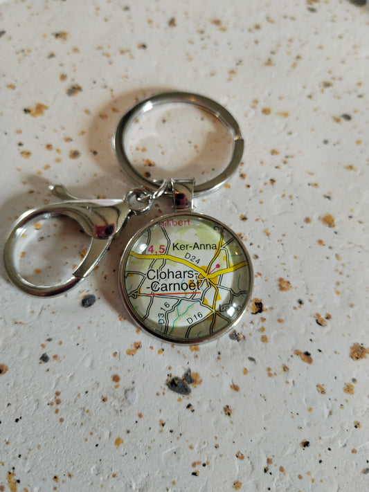 Porte clé recyclage carte routière - Clohars-Carnoet (29) - Finistère