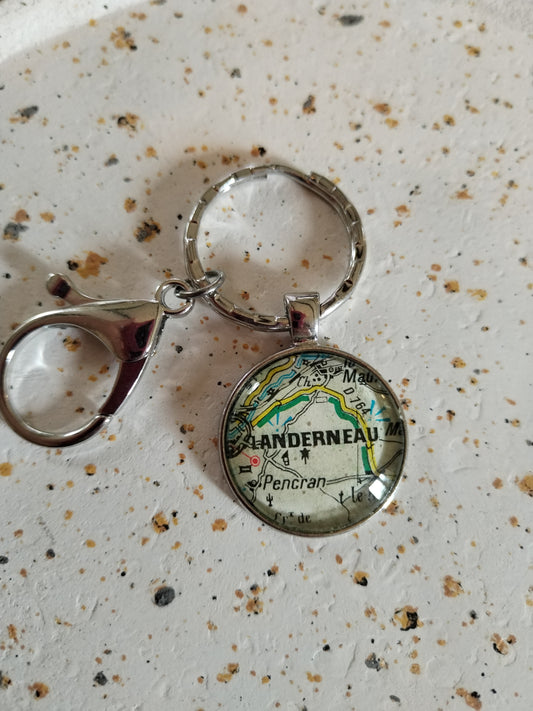 Porte clé recyclage carte routière - Landerneau (29) - Finistère