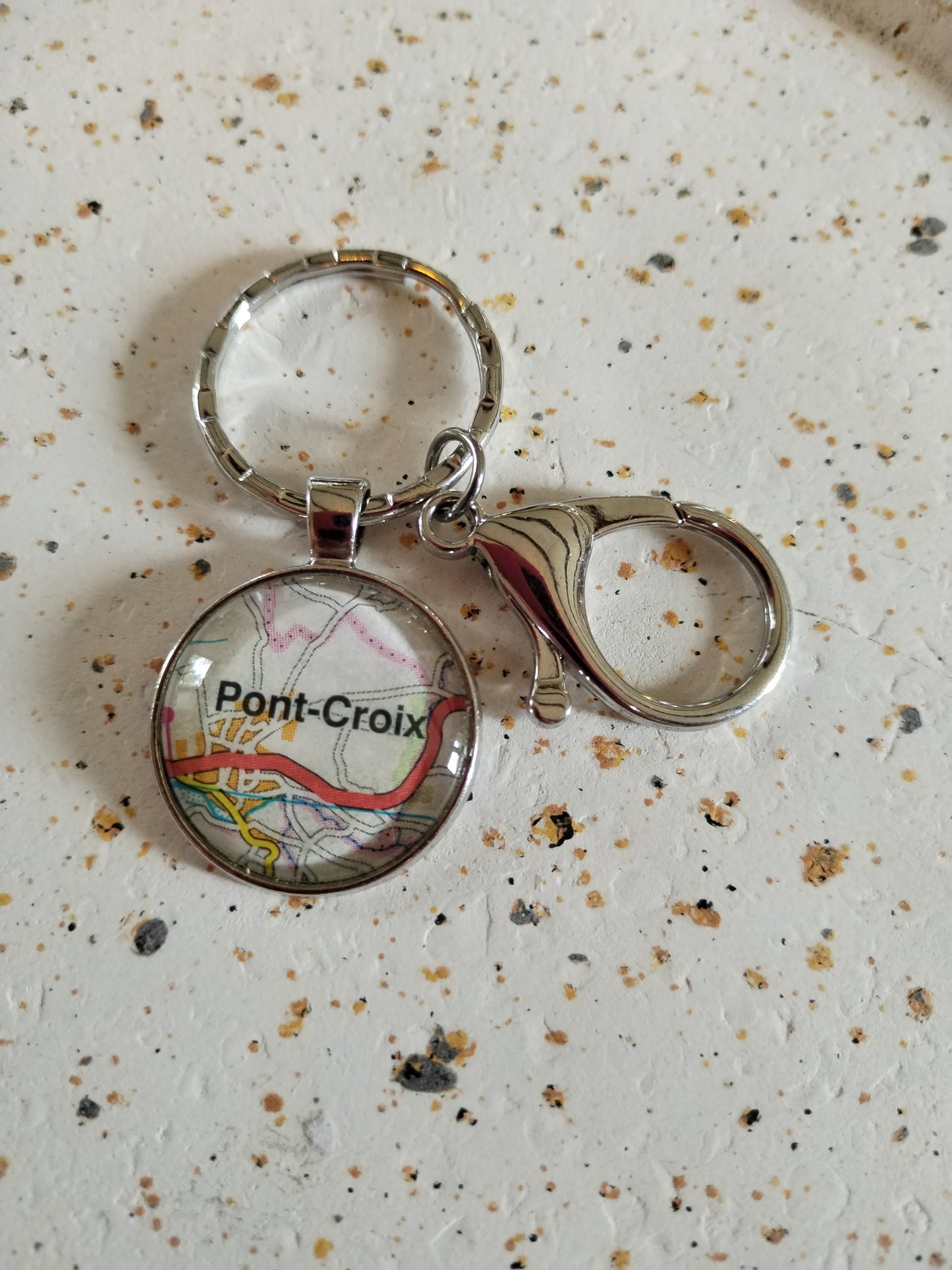 Porte clé recyclage carte routière - Pont-croix (29) - Finistère