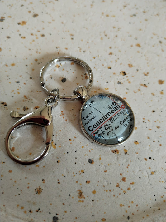 Porte clé recyclage carte routière - Concarneau (29) - Finistère