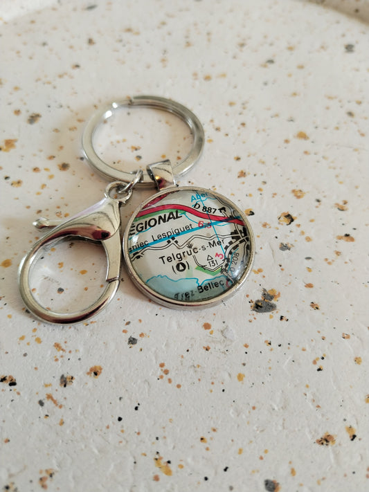 Porte clé recyclage carte routière - Telgruc sur Mer (29) - Finistère