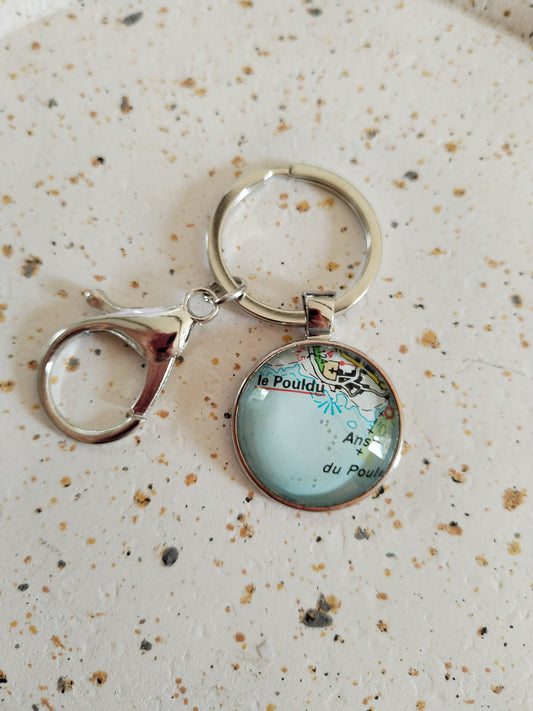 Porte clé recyclage carte routière - Le Pouldu (29) - Finistère