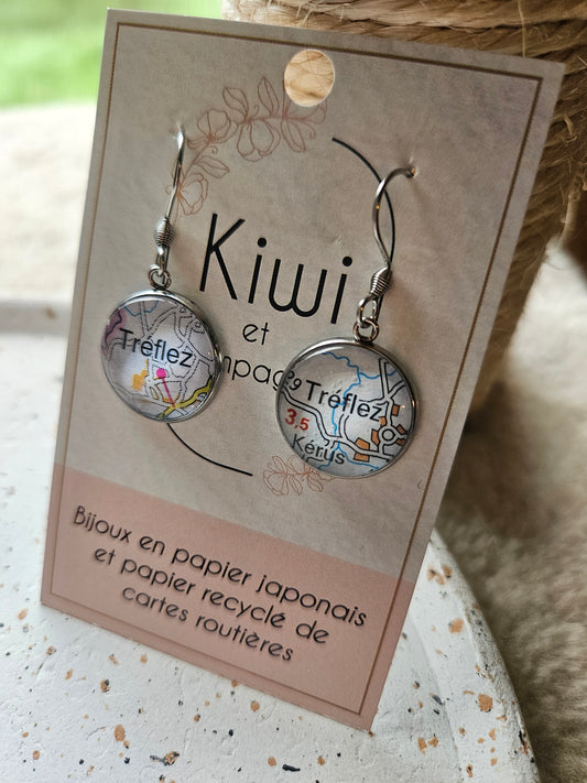 Boucles d'oreilles cartes routières Tréflez