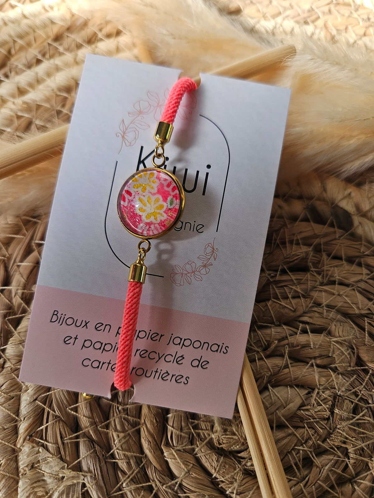 Bracelet rose réglable - Fleur jaune éclatante
