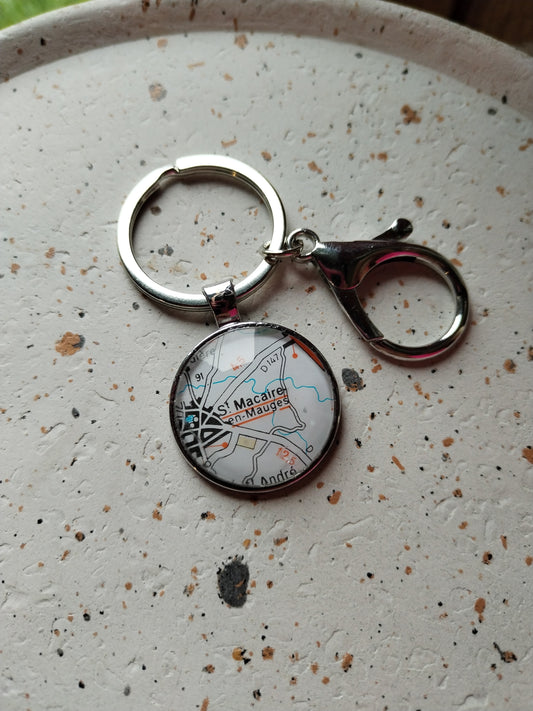 Porte clé recyclage carte routière St Macaire en mauges -