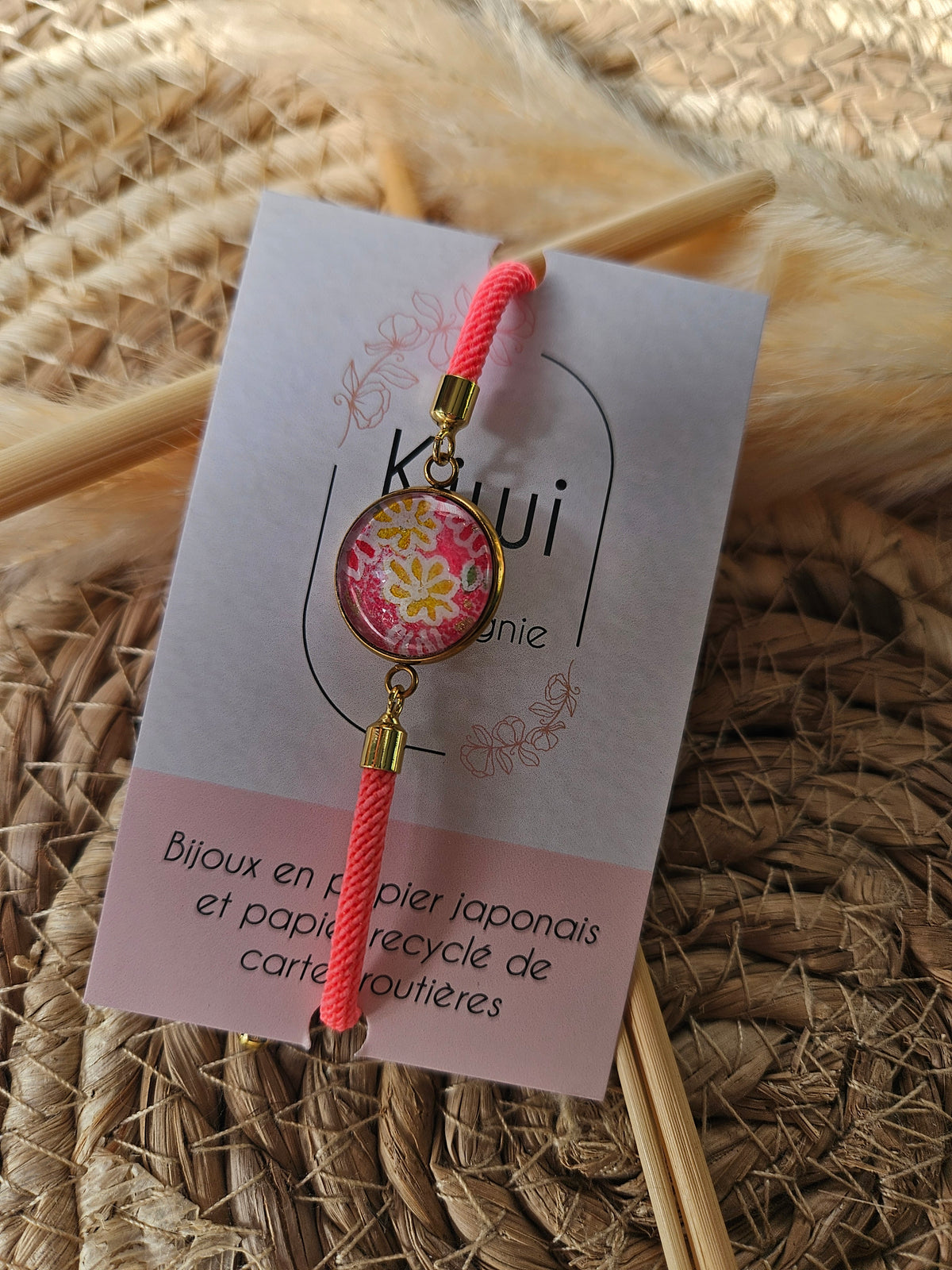Bracelet rose réglable - Fleur jaune éclatante