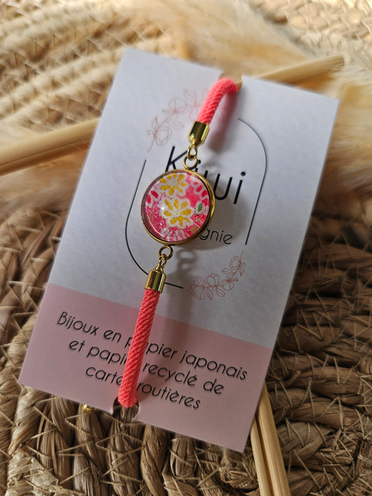 Bracelet rose réglable - Fleur jaune éclatante