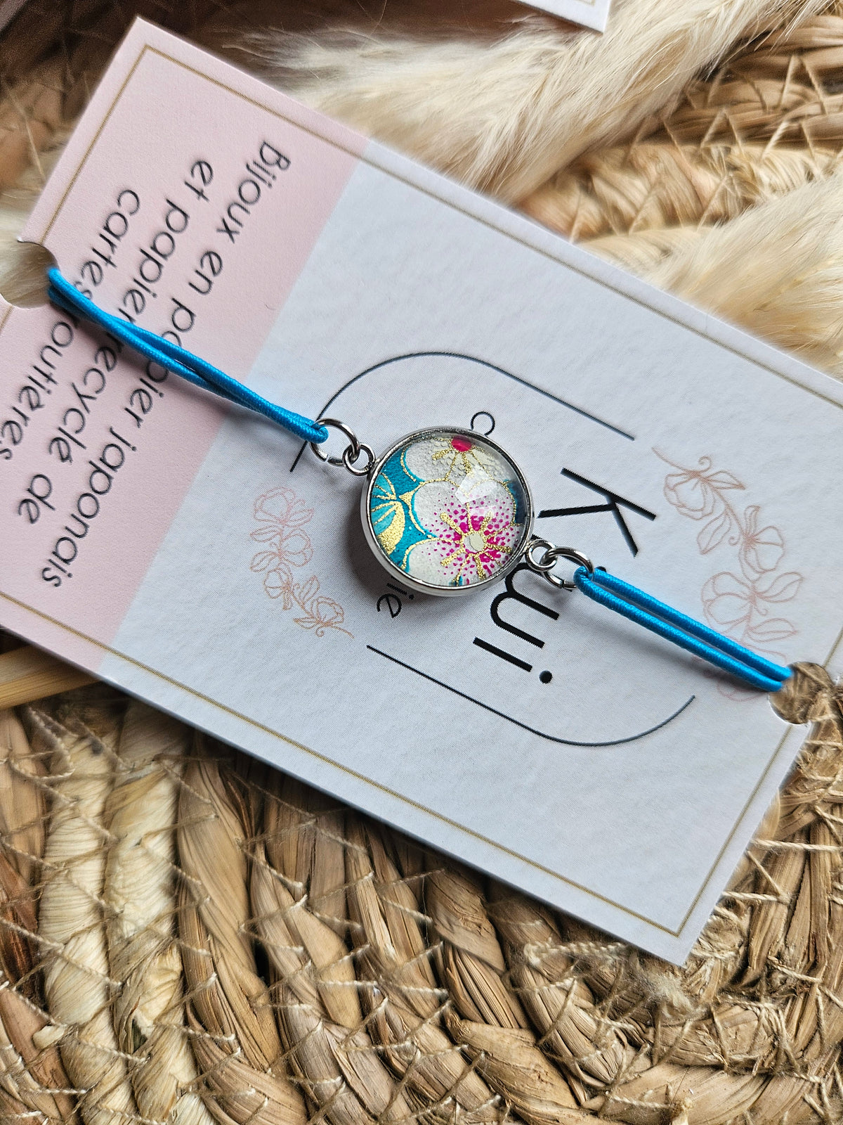Bracelet élastique papier japonais fleur