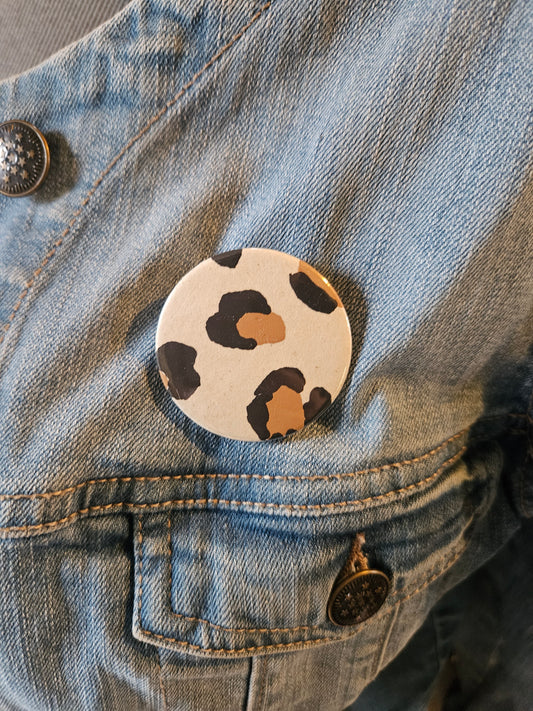 Badge japonais 44 mm – Papier beige léopard |