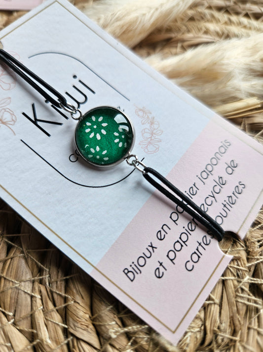 Bracelet élastique papier japonais vert