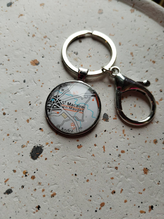 Porte clé recyclage carte routière St Macaire en mauges -