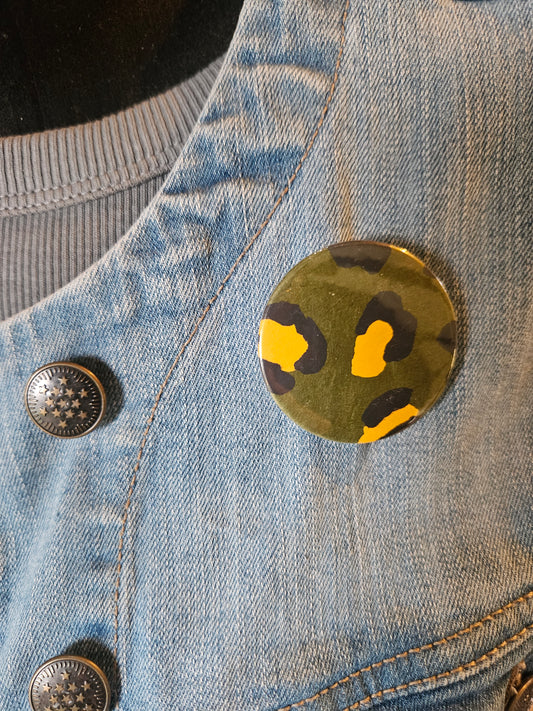 Badge japonais 44 mm – Papier vert léopard |