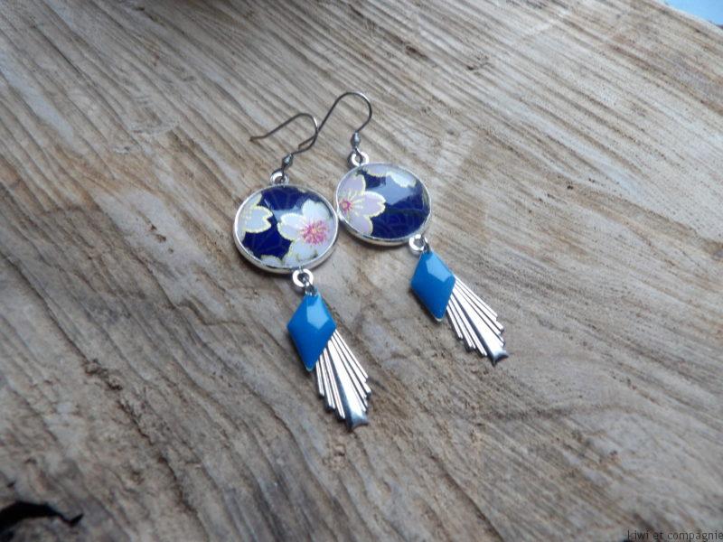 boucle d'oreille papier japonais