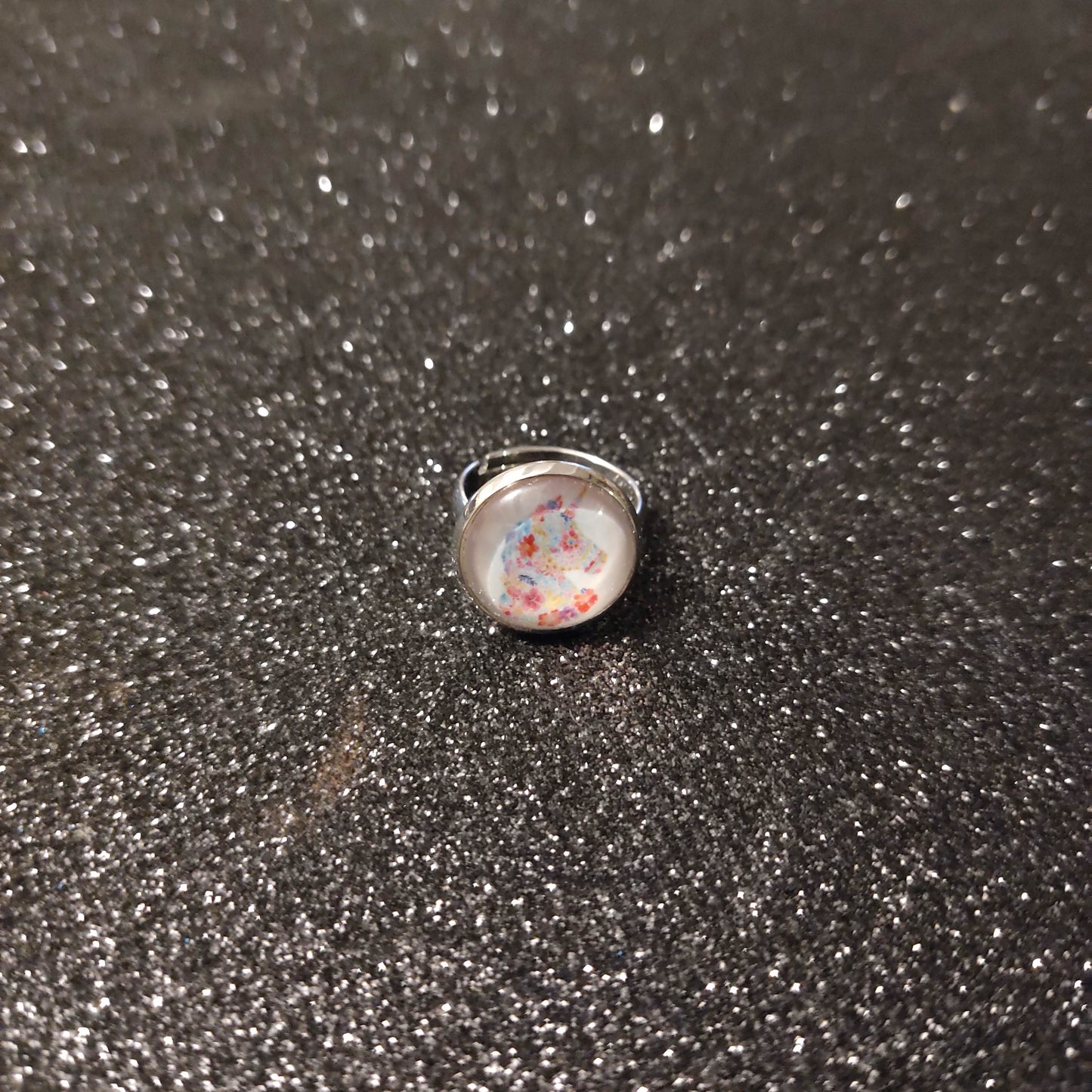 Bague fille - cabochon 14mm - licorne