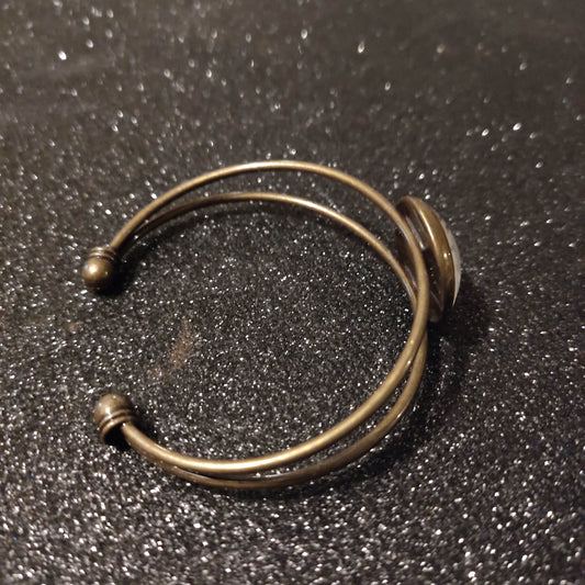 Bracelet manchette - bronze - fleur de cerisier blanche, moutarde
