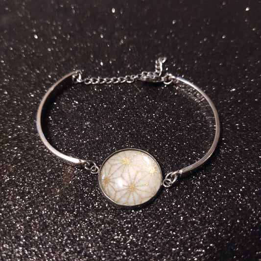 Bracelet rigide acier inoxydable - 20mm - Etoiles dorées -