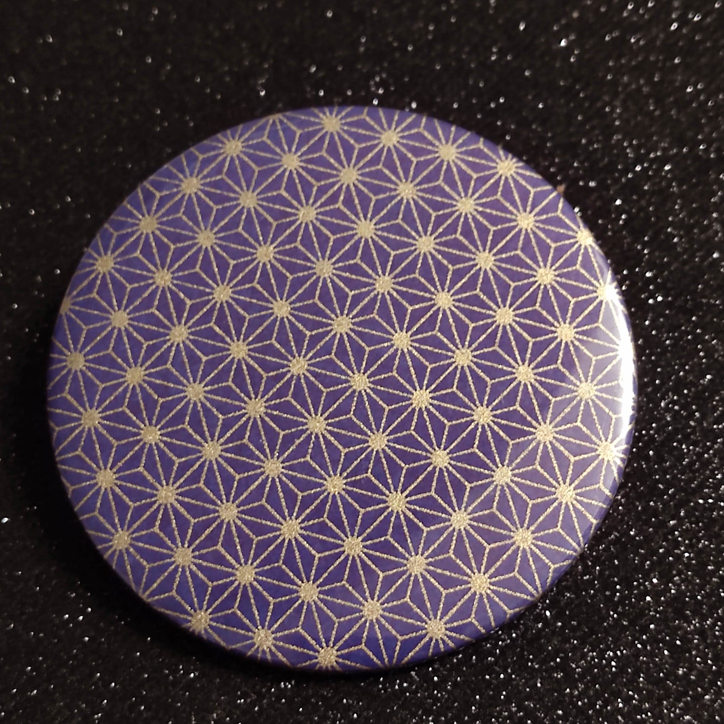 Miroir  de poche 75mm - motif étoiles dorées et bleu nuit
