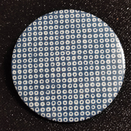 Miroir  de poche 75mm - motif graphique bleu et blanc