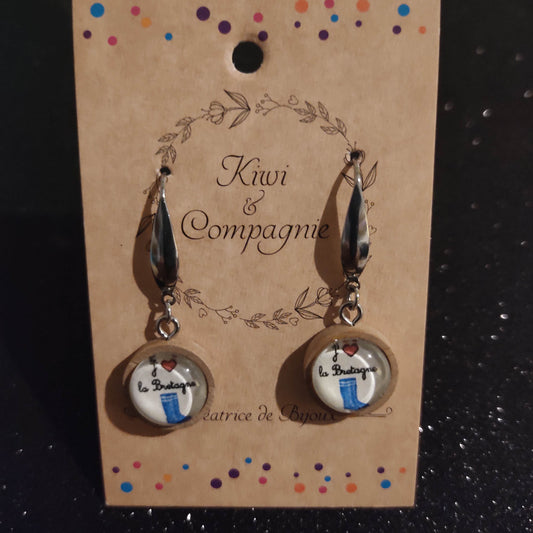 Boucles d'oreilles support bois 15mm - J'aime la bretagne
